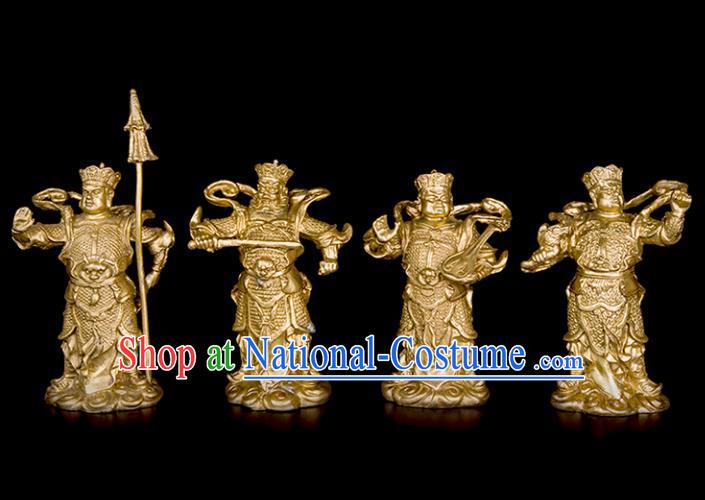 Chinese Traditional Feng Shui Items Bagua Brass Decoration Four Heavenly Kings Bronze Statue