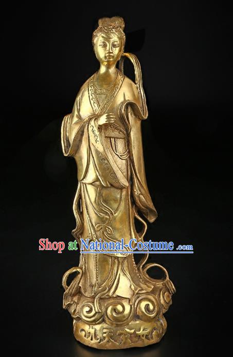 Chinese Traditional Feng Shui Items Buddhism Brass Peri Goddess Statue Decoration