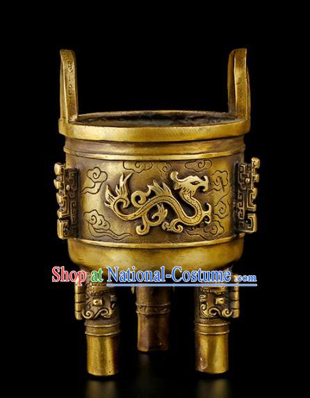 Chinese Traditional Carving Brass Incense Burner Taoism Bagua Feng Shui Items Censer Decoration