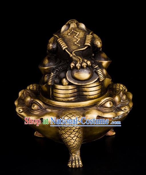 Chinese Traditional Taoism Brass Toad Incense Burner Feng Shui Items Bagua Censer Decoration