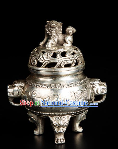 Chinese Traditional Taoism Bagua Cupronickel Incense Burner Feng Shui Items Censer Decoration