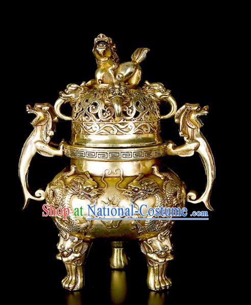 Chinese Traditional Taoism Bagua Brass Incense Burner Feng Shui Items Censer Decoration