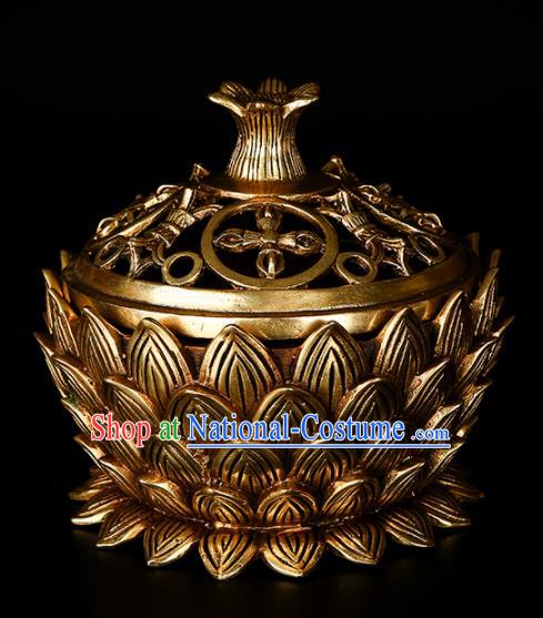 Chinese Traditional Taoism Bagua Brass Lotus Incense Burner Feng Shui Items Censer Decoration