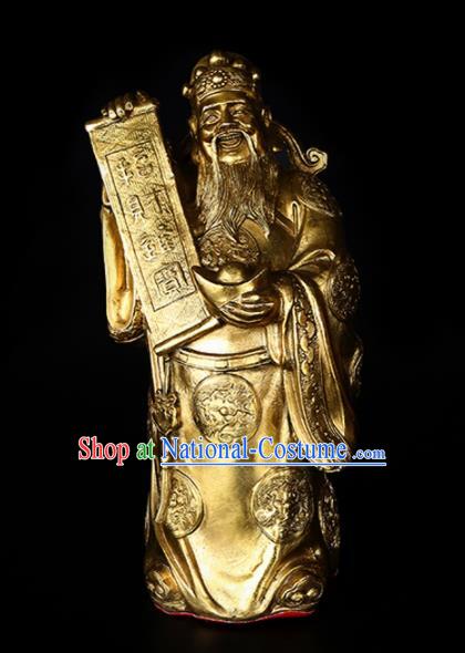 Chinese Traditional Feng Shui Items Taoism Bagua Decoration Wealth God Brass Statue