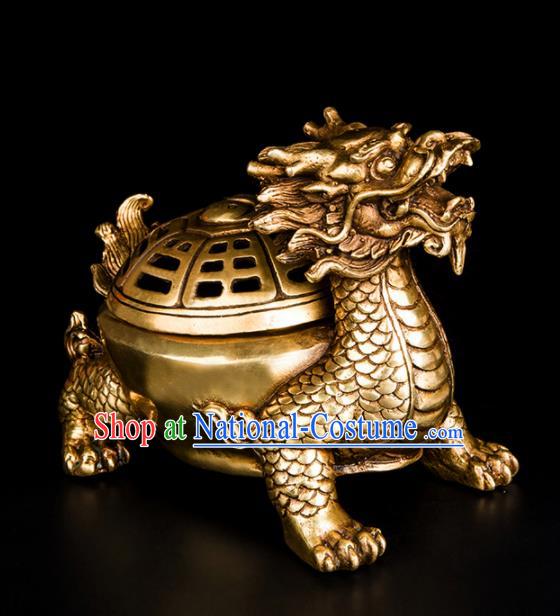 Chinese Traditional Feng Shui Items Bagua Dragon Censer Decoration Taoism Bronze Incense Burner