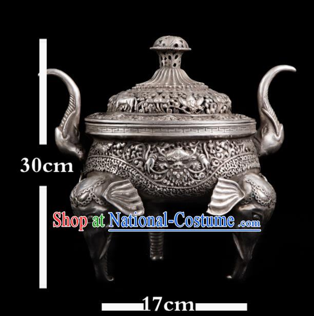 Chinese Traditional Taoism Bagua Cupronickel Elephant Incense Burner Feng Shui Items Censer Decoration