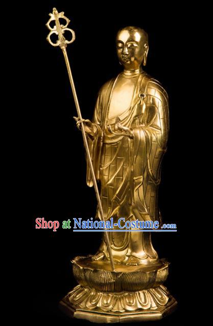 Chinese Traditional Feng Shui Items Brass Ksitigarbha Bodhisattva Statue Decoration