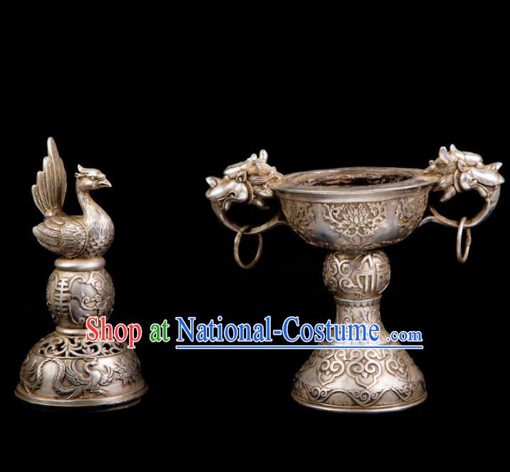 Chinese Traditional Taoism Bagua Cupronickel Bird Incense Burner Feng Shui Items Censer Decoration