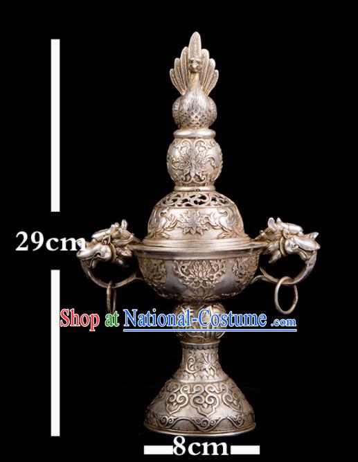 Chinese Traditional Taoism Bagua Cupronickel Bird Incense Burner Feng Shui Items Censer Decoration