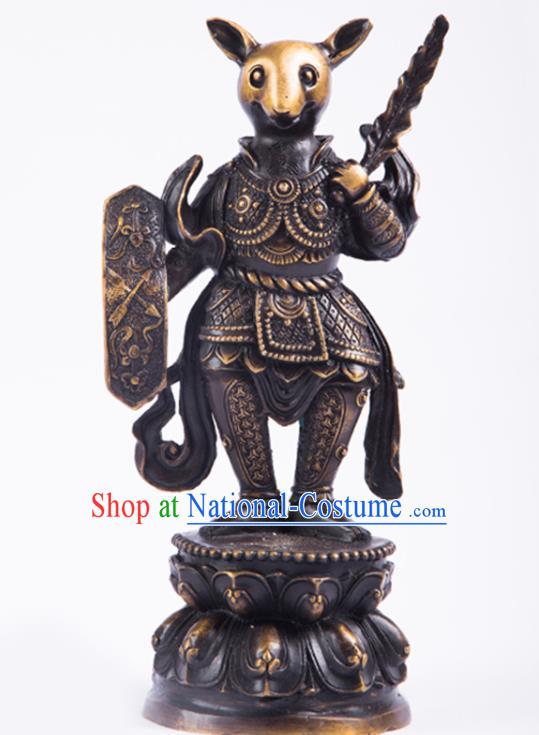 Chinese Traditional Feng Shui Items Taoism Bagua Brass Chinese Zodiac Rat Statue Decoration