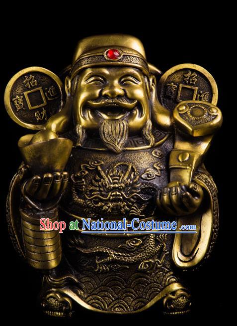 Chinese Traditional Feng Shui Items Taoism Bagua Decoration Wealth God Brass Statue