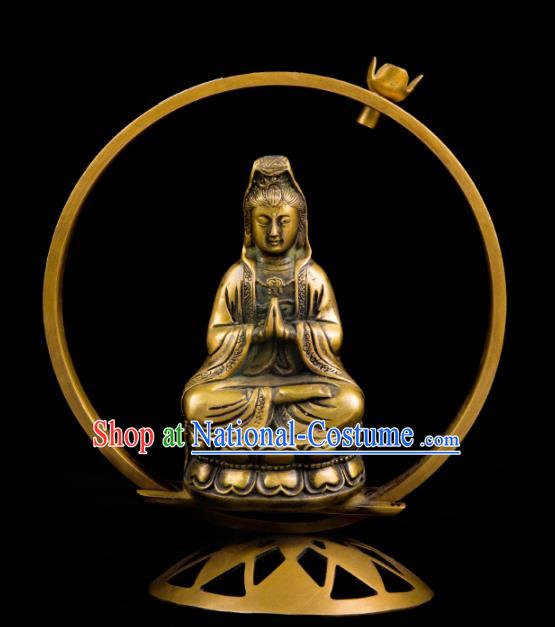 Chinese Traditional Taoism Bagua Brass Bodhisattva Incense Burner Feng Shui Items Censer Decoration