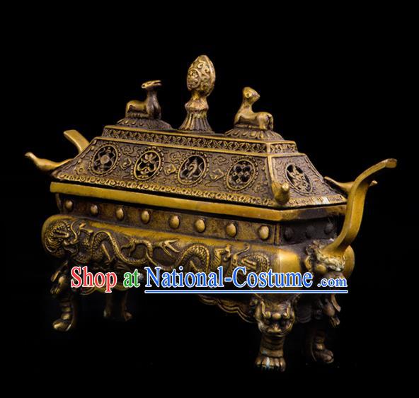 Chinese Traditional Taoism Bagua Brass Incense Burner Feng Shui Items Censer Decoration