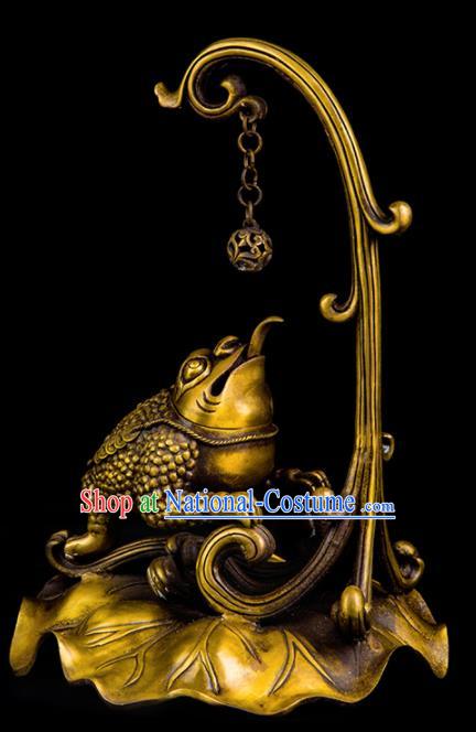 Chinese Traditional Taoism Bagua Brass Toad Incense Burner Feng Shui Items Censer Decoration