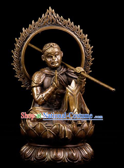 Chinese Traditional Feng Shui Items Taoism Bagua Brass Handsome Monkey King Decoration