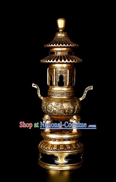 Chinese Traditional Taoism Bagua Brass Tower Incense Burner Feng Shui Items Censer Decoration