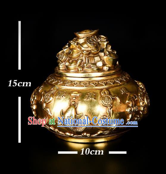 Chinese Traditional Taoism Bagua Brass Treasure Bowl Incense Burner Feng Shui Items Censer Decoration