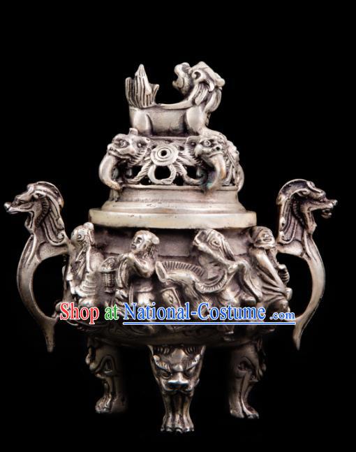 Chinese Traditional Taoism Bagua Cupronickel Eight Immortals Incense Burner Feng Shui Items Censer Decoration