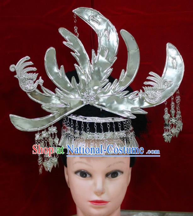 Traditional Chinese Hair Accessories Miao Nationality Peacock Phoenix Coronet Ethnic Female Hairpins for Women