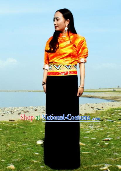 Chinese Traditional Tibetan National Ethnic Clothing Zang Nationality Costume for Women