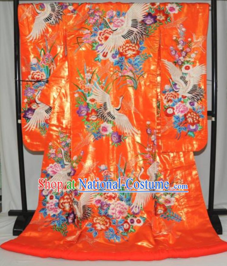 Japan Traditional Princess Costume Red Yukata Dress Japanese Wedding Furisode Kimono for Women