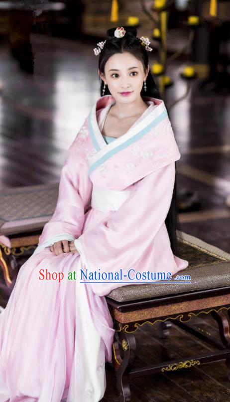 Traditional Chinese Ancient Drama Replica Costume Tang Dynasty Palace Princess Embroidered Hanfu Dress and Headpiece for Women