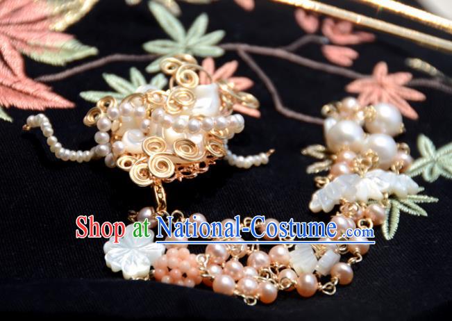 Traditional Chinese Hanfu Hair Accessories Ancient Princess Pearls Tassel Shell Hair Claw Hairpins for Women