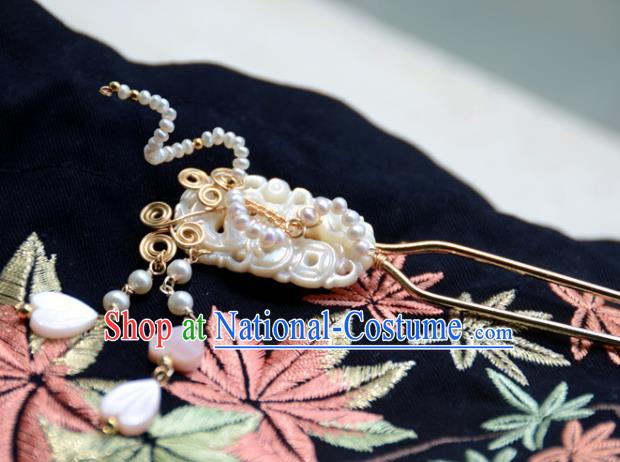 Traditional Chinese Hanfu Hair Accessories Ancient Princess Pearls Shell Hairpins for Women