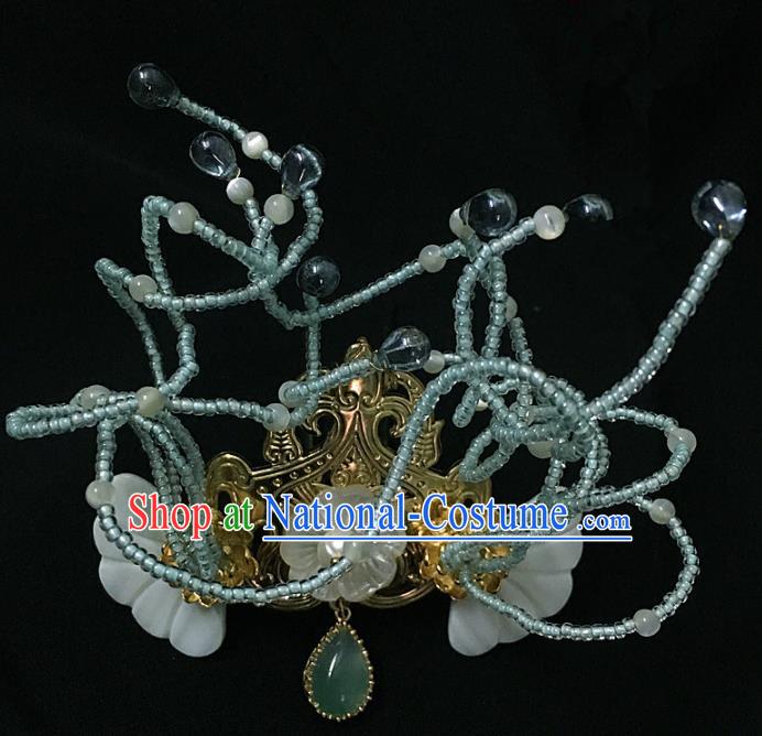 Traditional Chinese Hanfu Green Agate Hair Crown Hair Accessories Ancient Imperial Consort Hairpins for Women