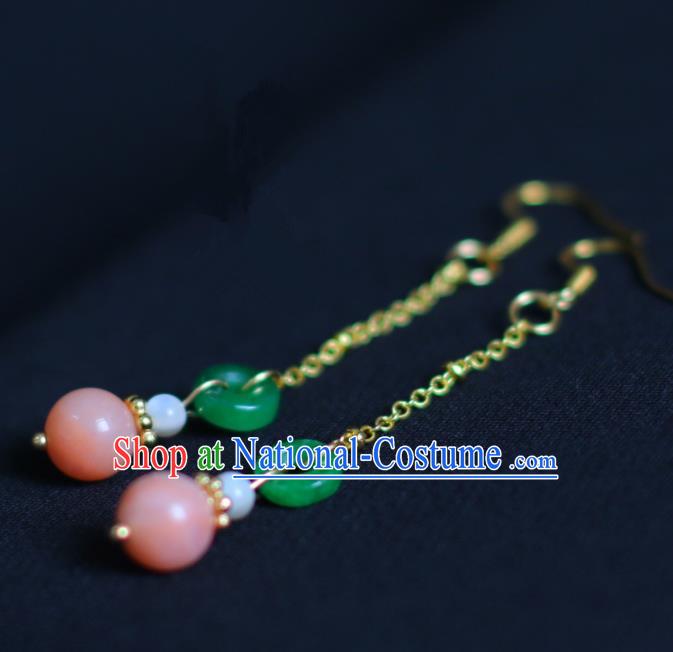 Traditional Chinese Hanfu Accessories Ancient Princess Jade Tassel Earrings for Women