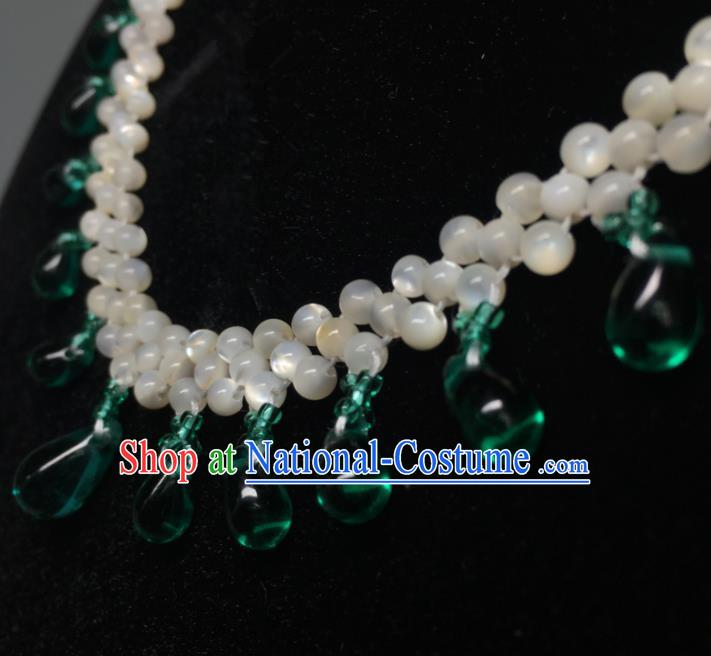 Traditional Chinese Hanfu Accessories Ancient Princess Green Crystal Necklace for Women