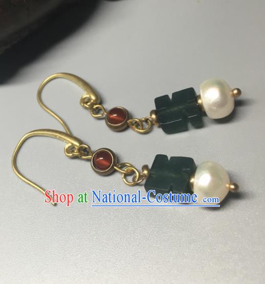 Traditional Chinese Hanfu Accessories Ancient Princess Jade Earrings for Women