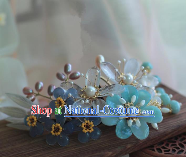 Traditional Chinese Hanfu Pearls Bamboo Leaf Hair Comb Hair Accessories Ancient Princess Hairpins for Women