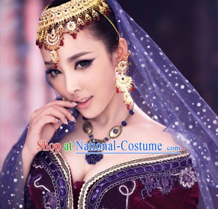 Chinese Ancient Ethnic Princess Headwear Traditional Uyghur Nationality Accessories for Women