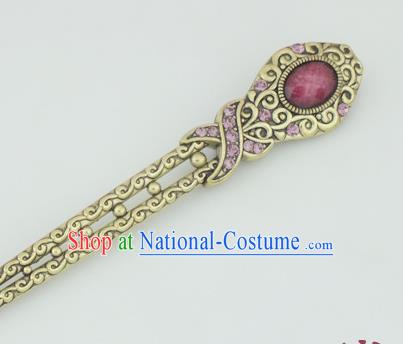 Chinese Ancient Princess Purple Crystal Hairpins Headwear Traditional Hanfu Hair Accessories for Women