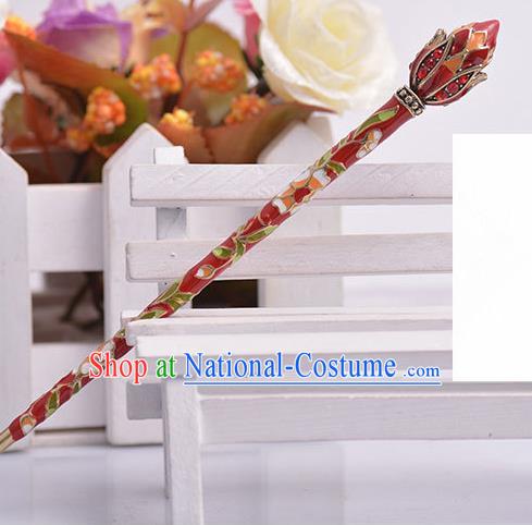 Chinese Ancient Princess Red Hairpins Headwear Traditional Hanfu Hair Accessories for Women