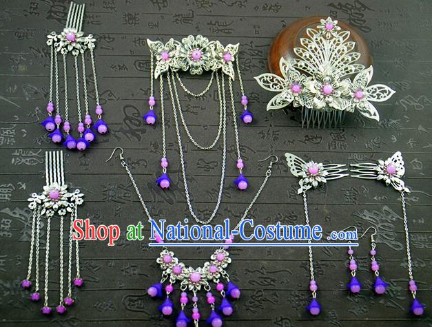 Chinese Ancient Princess Hair Comb Hairpins Traditional Hanfu Hair Accessories Complete Set for Women