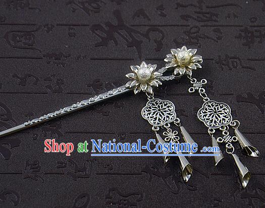 Chinese Ancient Princess Lotus Tassel Hairpins Traditional Palace Hanfu Wedding Hair Accessories for Women