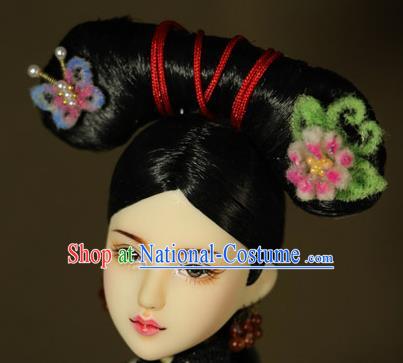 Chinese Ancient Court Maid Headwear Traditional Qing Dynasty Palace Manchu Imperial Consort Hair Accessories for Women