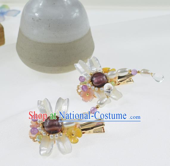 Chinese Ancient Princess Pearls Dragonfly Hair Claws Hairpins Traditional Hanfu Hair Accessories for Women