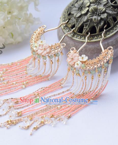 Chinese Ancient Princess Hairpins Beads Tassel Hair Clip Traditional Hanfu Hair Accessories for Women