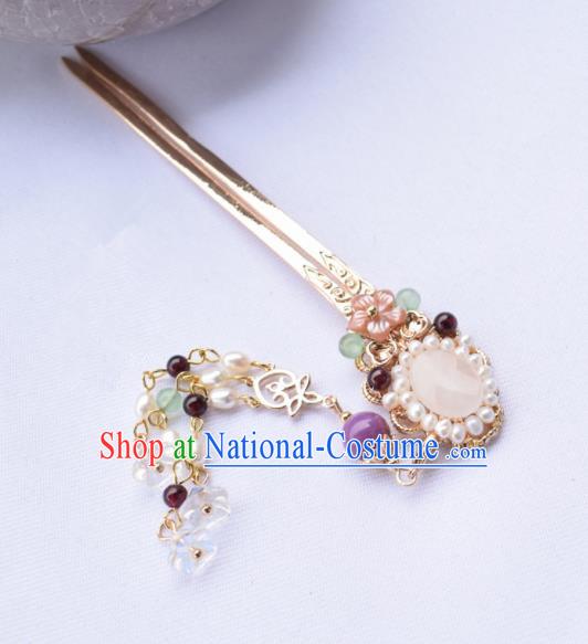 Chinese Ancient Princess Pearls Tassel Hairpins Traditional Hanfu Hair Accessories for Women