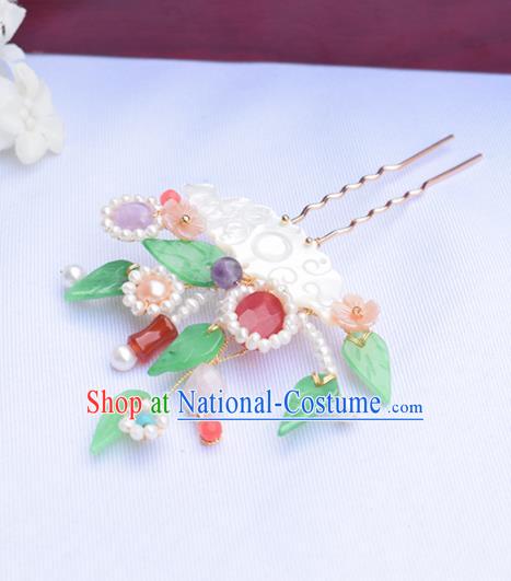 Chinese Ancient Princess Shell Cloud Hairpins Traditional Hanfu Hair Accessories for Women