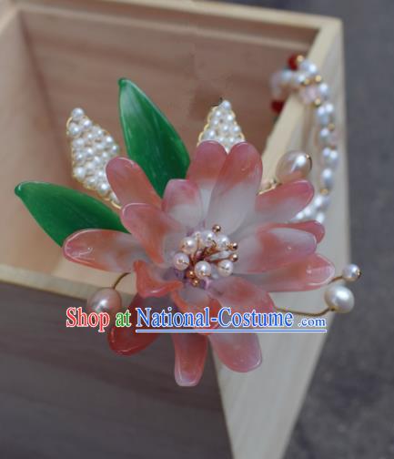 Chinese Ancient Princess Palace Lotus Pearls Tassel Hair Claw Hairpins Traditional Handmade Hanfu Hair Accessories for Women