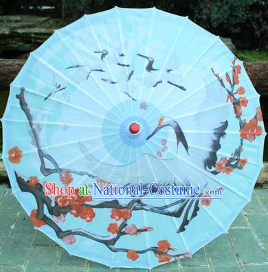 Handmade Chinese Traditional Printing Plum Cranes Oiled Paper Umbrellas Ancient Princess Umbrella