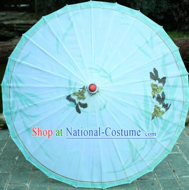 Handmade Chinese Traditional Printing Bamboo Leaf Oiled Paper Umbrellas Ancient Princess Umbrella