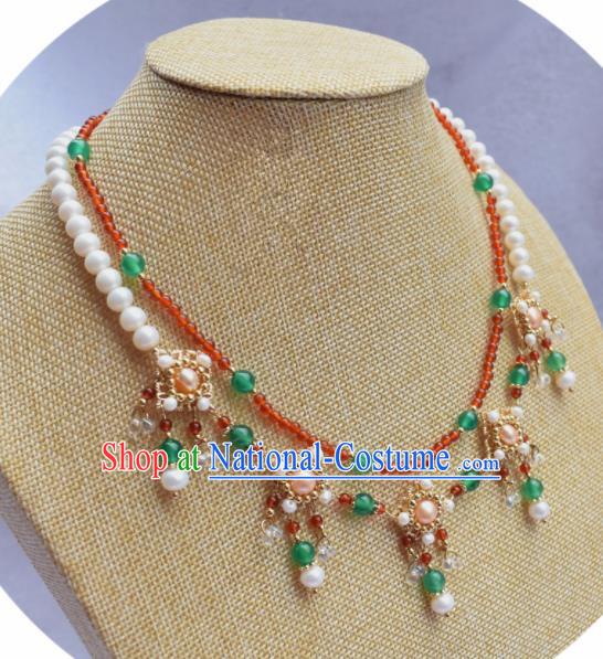 Handmade Chinese Hanfu Tassel Necklace Traditional Ancient Princess Necklet Accessories for Women