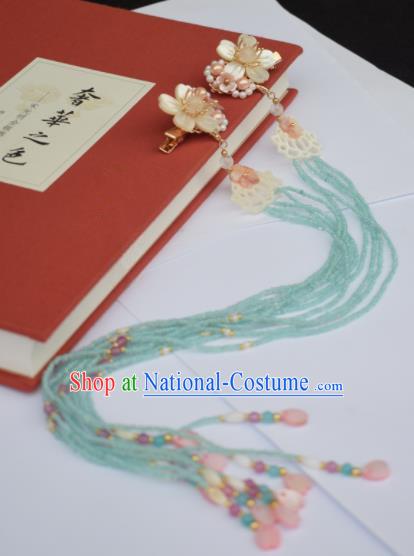 Chinese Ancient Palace Shell Lotus Tassel Hair Claws Princess Hairpins Traditional Handmade Hanfu Hair Accessories for Women