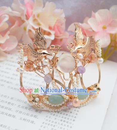 Chinese Ancient Princess Palace Cranes Hair Comb Hairpins Traditional Handmade Hanfu Hair Accessories for Women