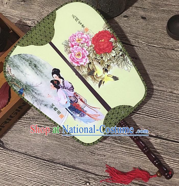 Chinese Handmade Classical Palace Fans Traditional Printing Parrot Hanfu Square Fan for Women